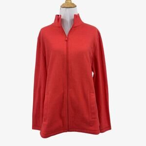 Talbots Jacket Women Large Pimento Hello Saturday Full Zip Long Sleeve Mock Neck